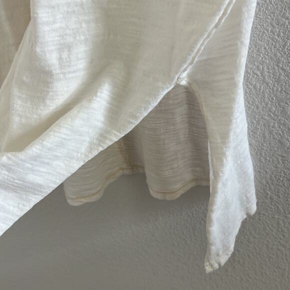 Free People We the Free Cream Burnout Oversized Tee with Waffle Knit Sleeve M - Picture 5 of 9